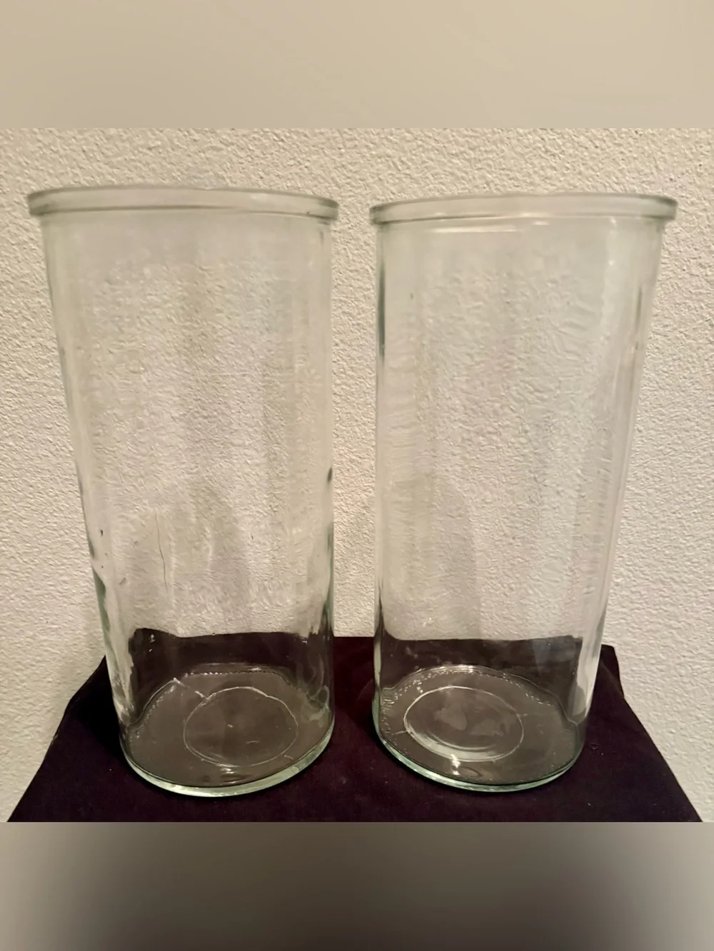 2 Glass vases 9.5”h